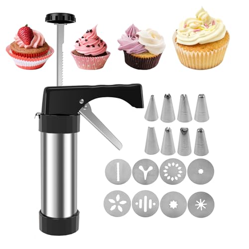 Syengery Máquina para Hacer Churros De Acero Inoxidable | Kit para Postres con 8 Boquillas, Rellenos Sabrosos Y Bolsas Reutilizable para Galletas Y Churros