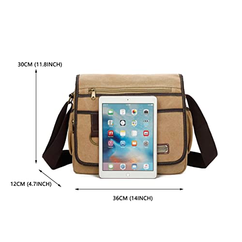 Canvas Messenger Bag Satchel Bag Crossbody Bag Shoulder Bag 14inch With Water Pocket2