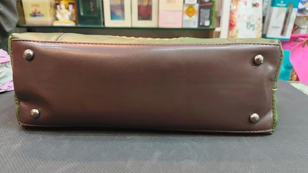 Image of Green Faux Leather Handbag for Women | Embossed Horse Design Tote with Round Handle | Elegant Top Handle Shoulder Bag for Office, Party & Daily Use