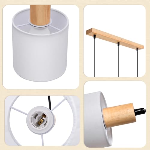 Lámpara colgante de madera vintage E14 para comedor rústico sin reflejos 2