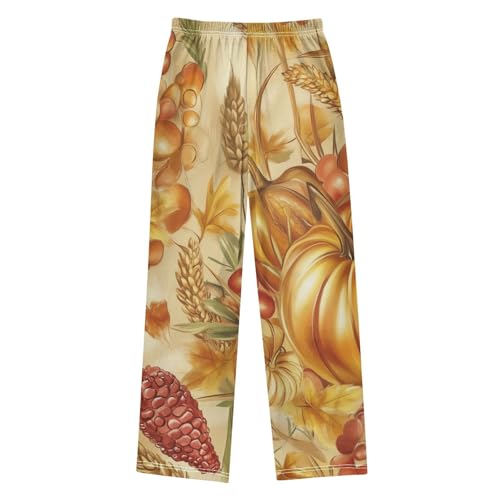 Autumn Harvest Pumpkin Boys Long Pants Soft Trousers Elastic Waist Kids Lounge Bottoms with Pockets S-XL2