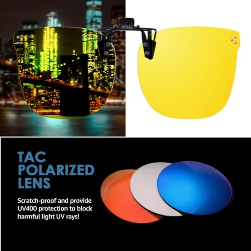 Xfeel Day & Night Clip On Night Driving Glasses for Women Men Over Prescription Glasses Anti-Glare Night Vision Glasses4