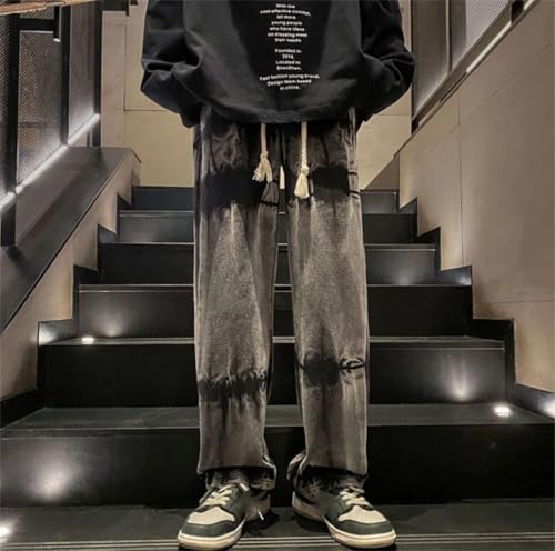 Man Loose Cowboy Pants Baggy Trousers Wide Leg Kpop Casual Jeans2