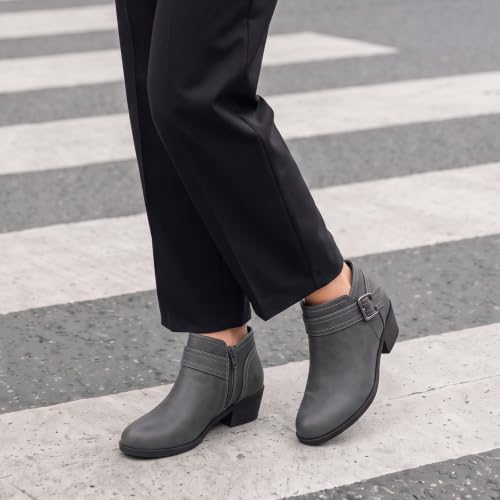 Image of Athlefit Women's Chunky Low Heel Short Ankle Boots