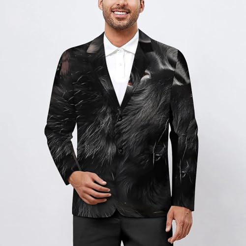 Black Chow Chow Men's Suits Dress Business Formal Suit Print Jackets Coat For Wedding Party2