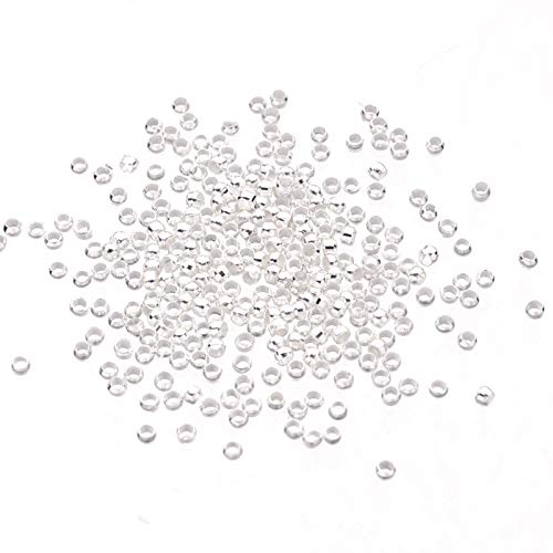 Pandahall 900pcs 10g 2mm Brass Rondelle Tiny Crimp Beads Jewelry Bracelet Making Barrel Round Clamp Caps End Spacer Beads Platinum Craft Supplies