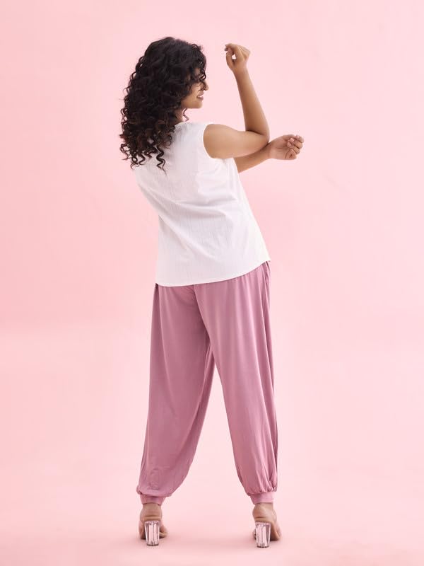 Image of GO COLORS Women Mid Rise Viscose Harem Pants | Wrinkle Free, Relaxed Fit, Free Size
