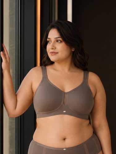 Image of SOIE Women's Full Coverage Minimizer Bra|Non Padded, Non Wired,Nylon Spandex |Broad Cushioned Straps,High Side Coverage & Side Support