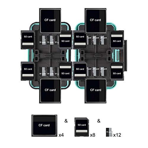 Lynca Memory Card Case Holder, Memory Card Hard Protector Case Professional Water-Resistant Anti-Shock Compact Camera Card Hard Storage Box For 8 Sd Cards 4 Cf Cards 12 Micro Sd/Tf Cards (Green) #TOP2