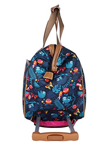 Lily Bloom Luggage Designer Pattern Suitcase Wheeled Duffel Carry On Bag (22in, Sloth It To Me Navy)