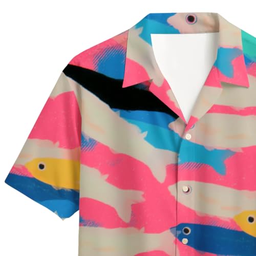 Image of Men's Floral Button-Down Shirt, Cotton Blend Stretchable, Casual Printed Striped Stylish Shirt