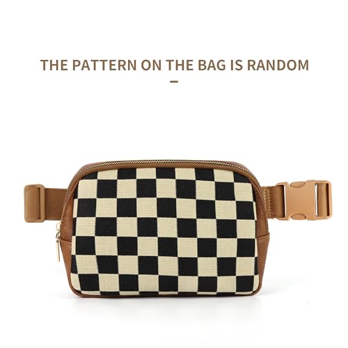 Image of Sling Bag Crossbody Bags For Women Plaid Striped Fanny Packs Chest Bag for Work Shopping