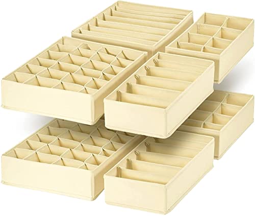 Yucch Lot de 8 Boites de Rangement, Rangement Tiroir Pliable et, Organisateur Tiroir Ideal pour Soutiens-Gorge, Chaussettes, sous-Vêtements, Cravates（Beige