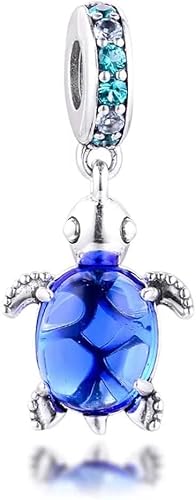 BrightDaily Verano azul Murano cristal tortuga mar cuelgan cuentas 925 plata DIY encaja para pulseras Pandora encanto joyería de moda Cover