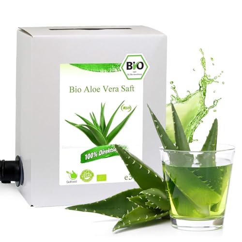 3 Liter Bio Aloe Vera Saft - 3 Monate Bio Aloe Vera Saftkur - ökologischer Aloe Verasaft in Premiumqualität in der praktischen 3 Liter Bag in Box Saftbox - nach Anbruch ungekühlt 3 Monate haltbar