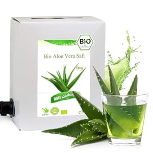 3 Liter Bio Aloe Vera Saft – 3 Monate Bio Aloe Vera Saftkur – ökologischer Aloe Verasaft in Premiumqualität in der praktischen 3 Liter Bag in Box Saftbox – nach Anbruch ungekühlt 3 Monate haltbar