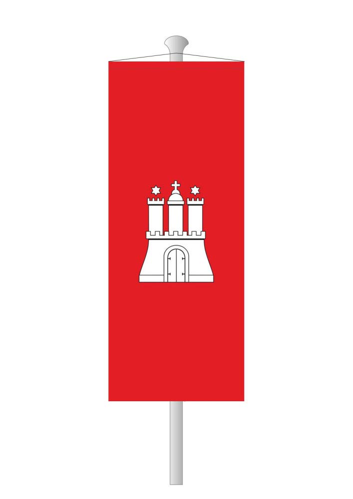 Deitert Bundesland-Flagge Hamburg – 150x400 cm Hamburg-Fahne mit Wappen, Bannerfahne aus reißfestem Polyester