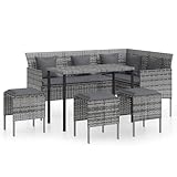 vidaXL 5-delige Loungeset met kussens L-vormig poly rattan grijs, tuin loungeset, terrasmeubel, buitenmeubel, bankenset, tuinmeubel, tuinset