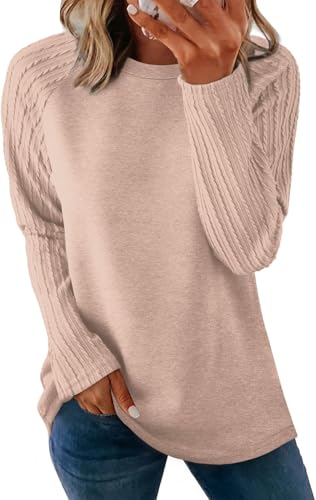 Image of OFEEFAN Long Sleeve Shirts for Womens Fall Fashion 2026 Crewneck Oversized Sweatshirt Tunic Tops to Wear with Leggings