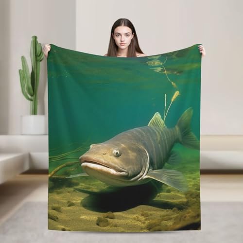 Couverture flanelle poisson-chat 203x152 cm pour canapé - 8