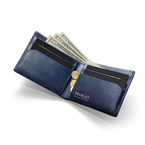 Classic Slim Wallet/Genuine Leather with RFID Blocking / W2 (Blue Saffiano)2