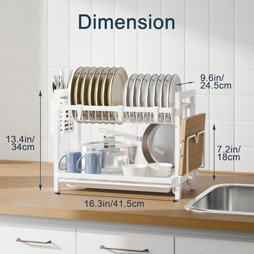 niffgaff Estante de Dish Escurreplatos Acero Inoxidable Cocina (43.5 * 24.5 * 34.5), Primer Piso Escurridor de Platos para Fregadero, Escurre Platos Armarios, Escurreplatos Blanco - imagen 7