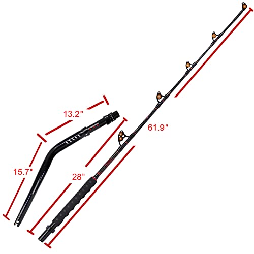 Fiblink Bent Butt Trolling Rod 2-Piece Saltwater Offshore Fishing Rod Big Game Roller Rod Conventional Boat Pole (7' / 120-200Lb) #TOP6