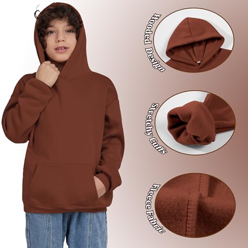 Image of Kids Athletic Pullover Hoodie Sweatshirt with Pocket Tops,2-12Years | Boys and Girls Fleece Hooded Christmas Halloween Teen Girls Athletic Hoodie Solid Color Lightweight Classic Kids Clothes
