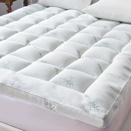tuphen Topper per materasso matrimoniale, trapuntato, con tasca profonda 45,7 cm, morbido e traspirante, migliora il comfort e supporta un sonno ristoratore (bianco, 90 x 190 cm)