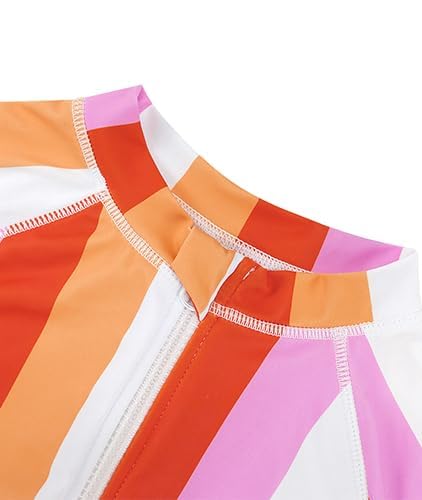 Image of SHEKINI Girl's Zipper Sun Protective UPF50+ Long Sleeve Rash Guard Swimsuit