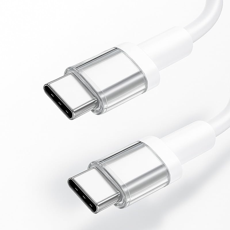 Image of XYKOS Nothing Original 45W Type C to C Charger Cable for CMF by Nothing Phone 2a Plus, USB-C Data Sync Cord for Tablet, up to 50W Laptop Charging, Durable Fast Cable for Samsung iPhone iPad, White