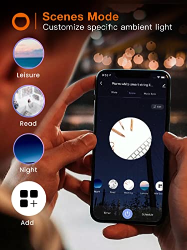 Addlon 48Ft Smart Outdoor String Lights With App & Remote Control, Works With Alexa, Music Sync Waterproof Patio Lights With Dimmable Edison Shatterproof Bulbs, Extendable For Patio, Porch #TOP4