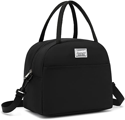 Mountain guest Lunch Bag Reusable Insulated Cooler Lunch Box Adult Water Resistant Tote Lunch Bag for Women/Men Work Picnic Beach or Travel (Black)