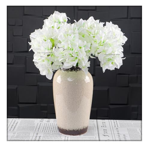 Image of SPHINX Artificial Bougainvillea 5 Heads Bunch Without Vase for Home Decor,Centerpieces, Christmas Decorations, Welcome Reception, Dinner Table decor Approx Height 50 cms- (1 Piece, White)