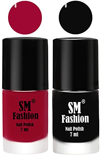 Image of Long Lasting Nail Polish | Nail Paint Combo 7 ml Each) - Set of 2 Pure Wine-Black