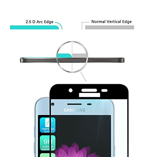 Tjs Phone Case Compatible With Samsung Galaxy J3 2018/J3 V 2018/Express Prime 3/J3 Star/J3 Achieve/J3 Prime 2/Amp Prime 3 [Full Coverage Tempered Glass Screen Protector] Metallic Brush Finish (Blue) #TOP7