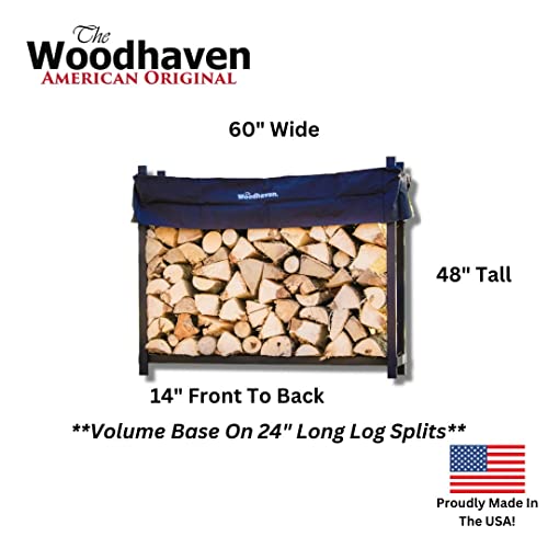 Woodhaven WR005 5 Foot Black - Made In The Usa - 1/4 Cord Plus Firewood Storage Log Rack With Seasoning Cover Combo Set thumb #1