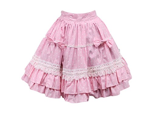Antaina Pink Ruffled Lace Retro Floral Ruffled Layered Lolita Short Skirts