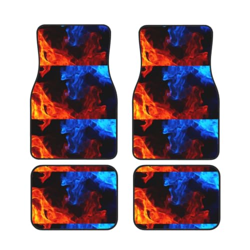 Alfombrillas de coche de neopreno con diseño de llama roja y azul