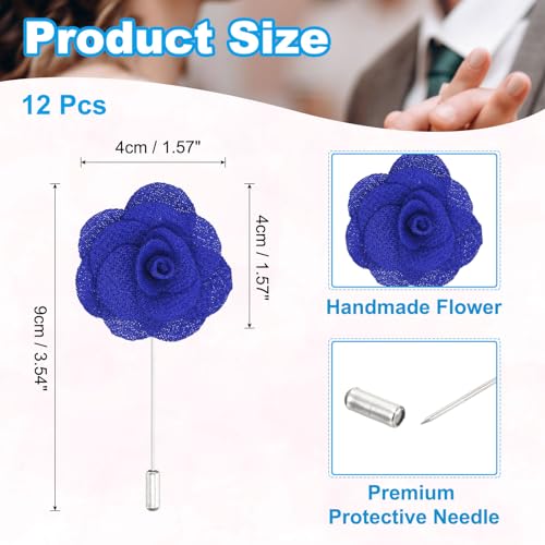 Image of PATIKIL Flower Boutonnieres Pin, Handmade Camellia Lapel Pin for Men Women Suit Wedding Graduation Anniversary Brooch Outfit Accessories