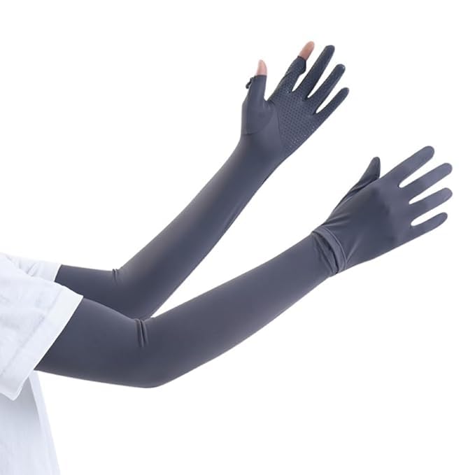 Image of SEMITO UV Protection Sleeves for Women & Girls, Sunblock Driving Gloves Non Slip for UV Protection Cooling Arm Sleeves for Biking, Cricket, Cycling, Golf & Outdoor Sports