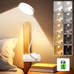 One Fire Reading Lights for Books in Bed, 3600 mAh Rechargeable Lamp, 5 Brightness/5 Colors/Memory Clip on Light, Flexible Reading Lamp, 400LM+36 LED Clip On Reading Light for Reading,Office,Craft