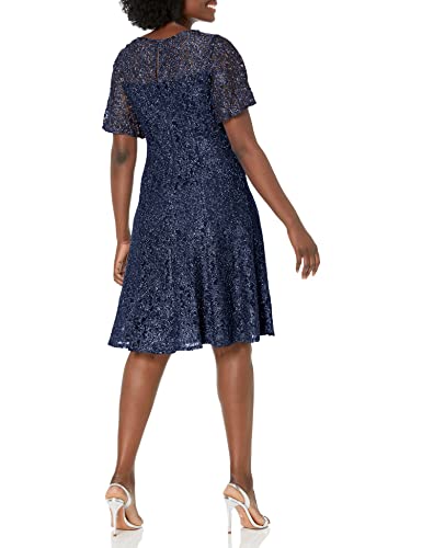 Image of S.L. Fashions Womens Stretch V-Neck Tea Length Dress
