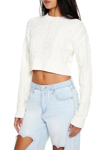 Forever 21 Women's Cropped Cable Knit Sweater4