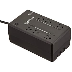 Amazon Basics Standby UPS 400VA 255W Surge Protector Battery Power Backup, 6 Outlets – Black