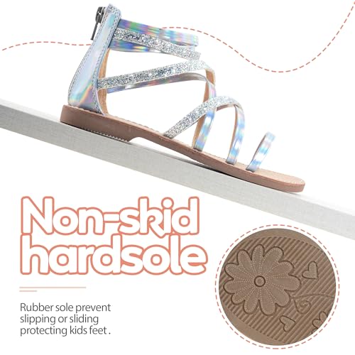 Image of Vonair Girls Sandals Strappy Gladiator with Zipper Comfort Summer Shoes