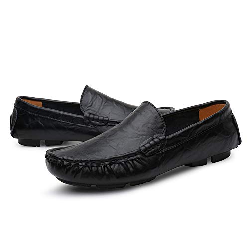 Men's Premium Genuine Leather Casual Slip on Loafers Breathable Driving Shoes Fashion Slipper(Black,10 M US)4