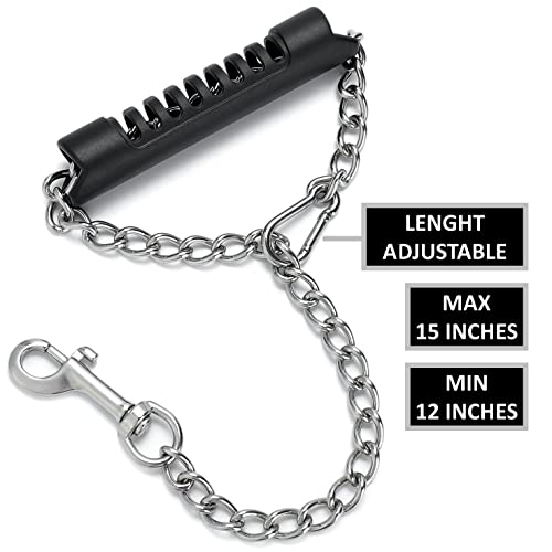 Stainless Steel Short Dog Leash For Training - Mozeto Adjustable 12-15In Chew Proof Heavy Duty Leash With Comfortable Hard Handle For Small Medium Large Dogs #TOP2