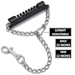 Stainless Steel Short Dog Leash for Training – MOZETO Adjustable 12-15in Chew Proof Heavy Duty Leash with Comfortable Hard Handle for Small Medium Large Dogs