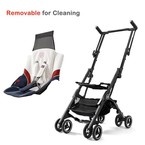 Image of gb Pockit+ All-Terrain, Ultra Compact Lightweight Baby pockit Travel Stroller for Babies & Toddlers, Carry-On Flight Luggage Compliant, White&Blue